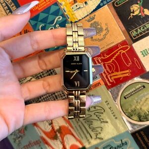 Anne Klein Gold-Tone Watch with Black Dial